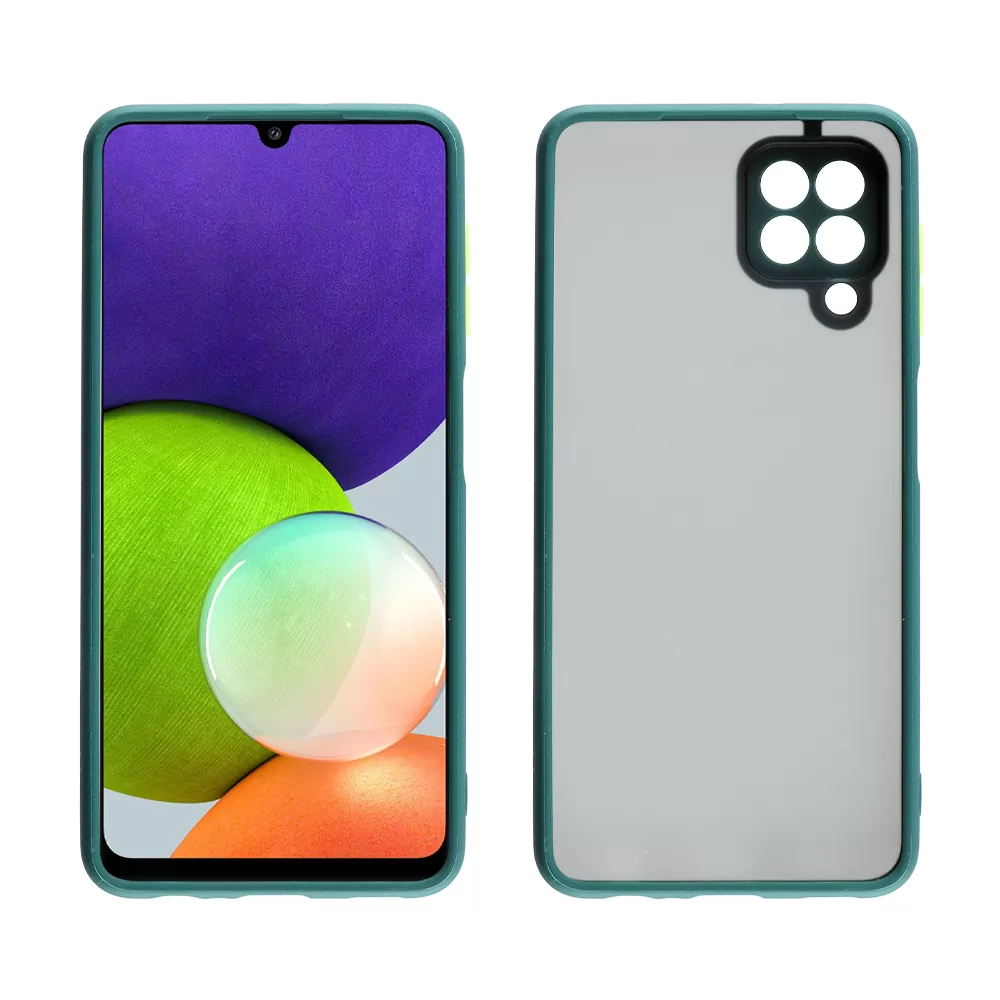 LIME HARDSHELL FUSION ΘΗΚΗ SAMSUNG A22 4G A225 6.4in  FULL CAMERA PROTECTION DARK GREEN WITH YELLOW KEYS - Image 6