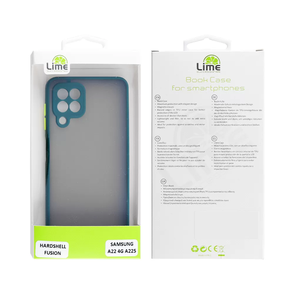 LIME HARDSHELL FUSION ΘΗΚΗ SAMSUNG A22 4G A225 6.4in  FULL CAMERA PROTECTION DARK GREEN WITH YELLOW KEYS - Image 2