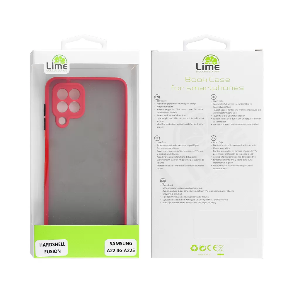 LIME HARDSHELL FUSION ΘΗΚΗ SAMSUNG A22 4G A225 6.4in  FULL CAMERA PROTECTION RED WITH BLACK KEYS - Image 2