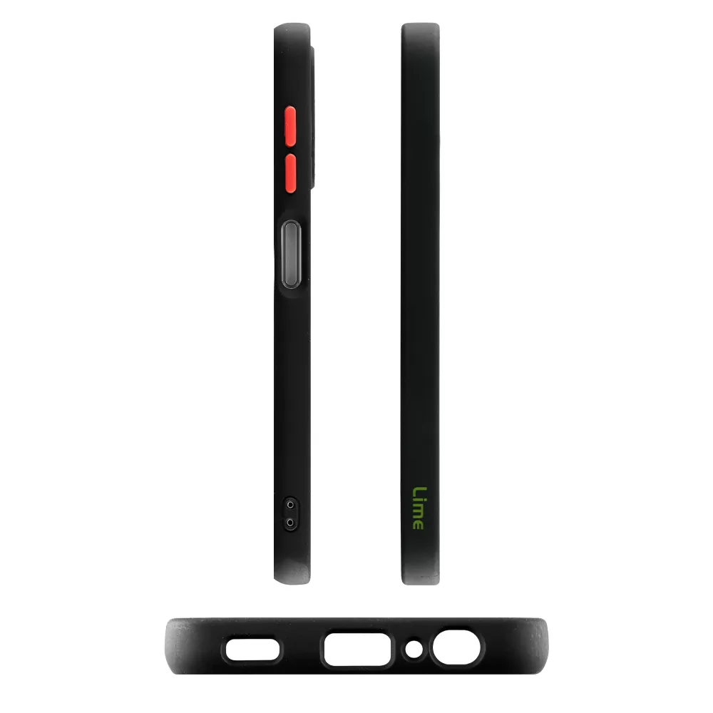 LIME HARDSHELL FUSION ΘΗΚΗ SAMSUNG A22 5G A226 6.6in  FULL CAMERA PROTECTION BLACK WITH RED KEYS - Image 3