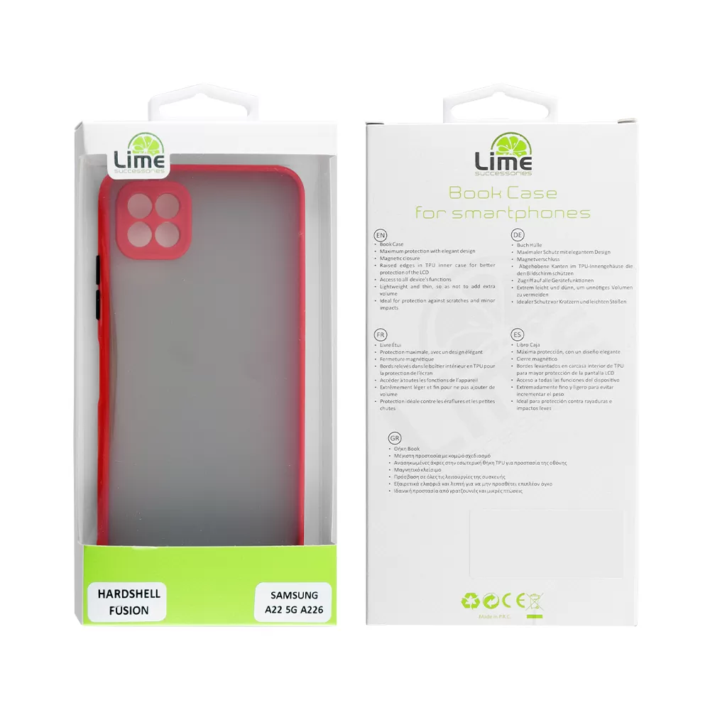 LIME HARDSHELL FUSION ΘΗΚΗ SAMSUNG A22 5G A226 6.6in  FULL CAMERA PROTECTION RED WITH BLACK KEYS - Image 2