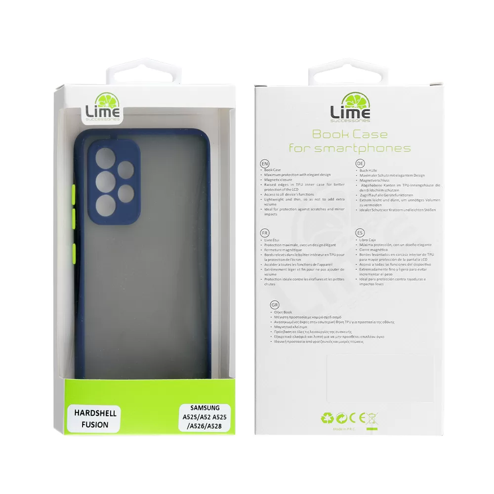 LIME HARDSHELL FUSION ΘΗΚΗ SAMSUNG A52S/A52 A525/A526/A528 6.5in  FULL CAMERA PROTECTION BLUE WITH YELLOW KEYS - Image 2