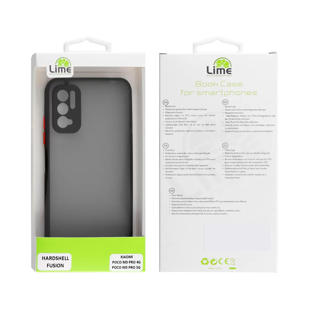 LIME HARDSHELL FUSION ΘΗΚΗ XIAOMI POCO M3 PRO 4G/POCO M3 PRO 5G 6.5in  FULL CAMERA PROTECTION BLACK WITH RED KEYS - Image 2