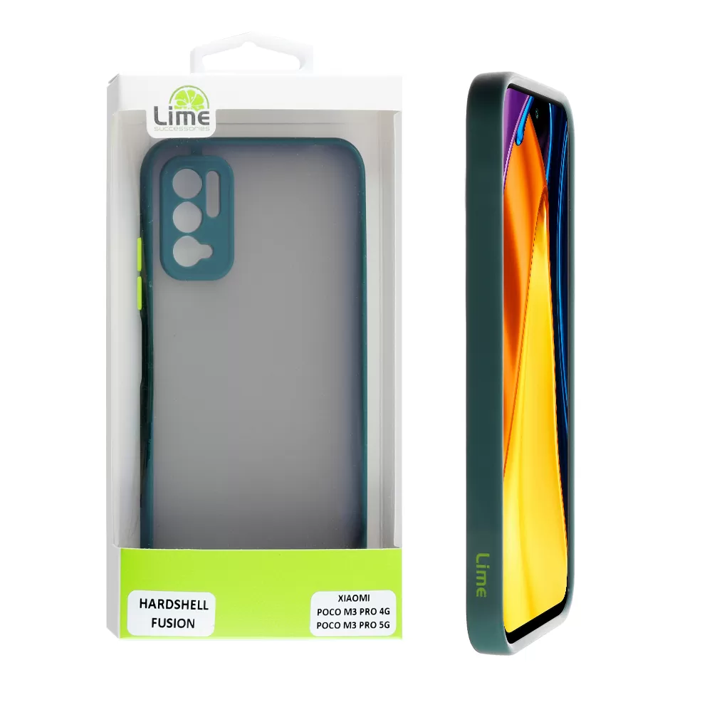 LIME HARDSHELL FUSION ΘΗΚΗ XIAOMI POCO M3 PRO 4G/POCO M3 PRO 5G 6.5in  FULL CAMERA PROTECTION DARK GREEN WITH YELLOW KEYS - Image 7