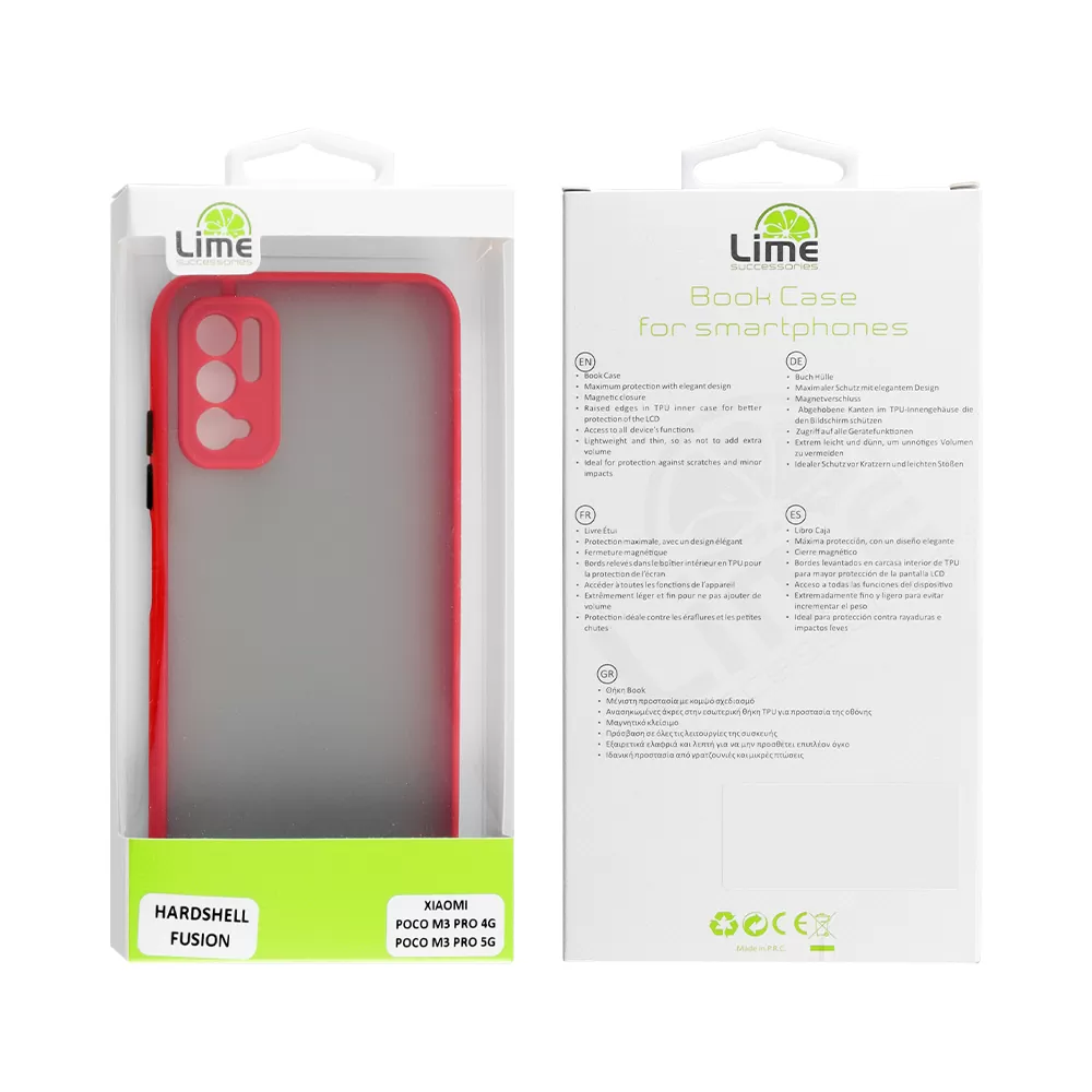 LIME HARDSHELL FUSION ΘΗΚΗ XIAOMI POCO M3 PRO 4G/POCO M3 PRO 5G 6.5in  FULL CAMERA PROTECTION RED WITH BLACK KEYS - Image 2