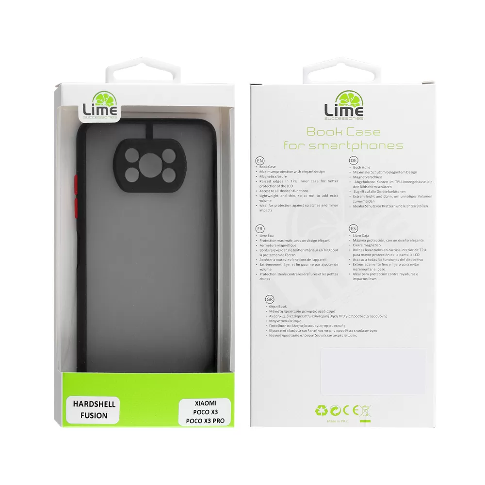LIME HARDSHELL FUSION ΘΗΚΗ XIAOMI POCO X3/POCO X3 PRO 6.67in  FULL CAMERA PROTECTION BLACK WITH RED KEYS - Image 2