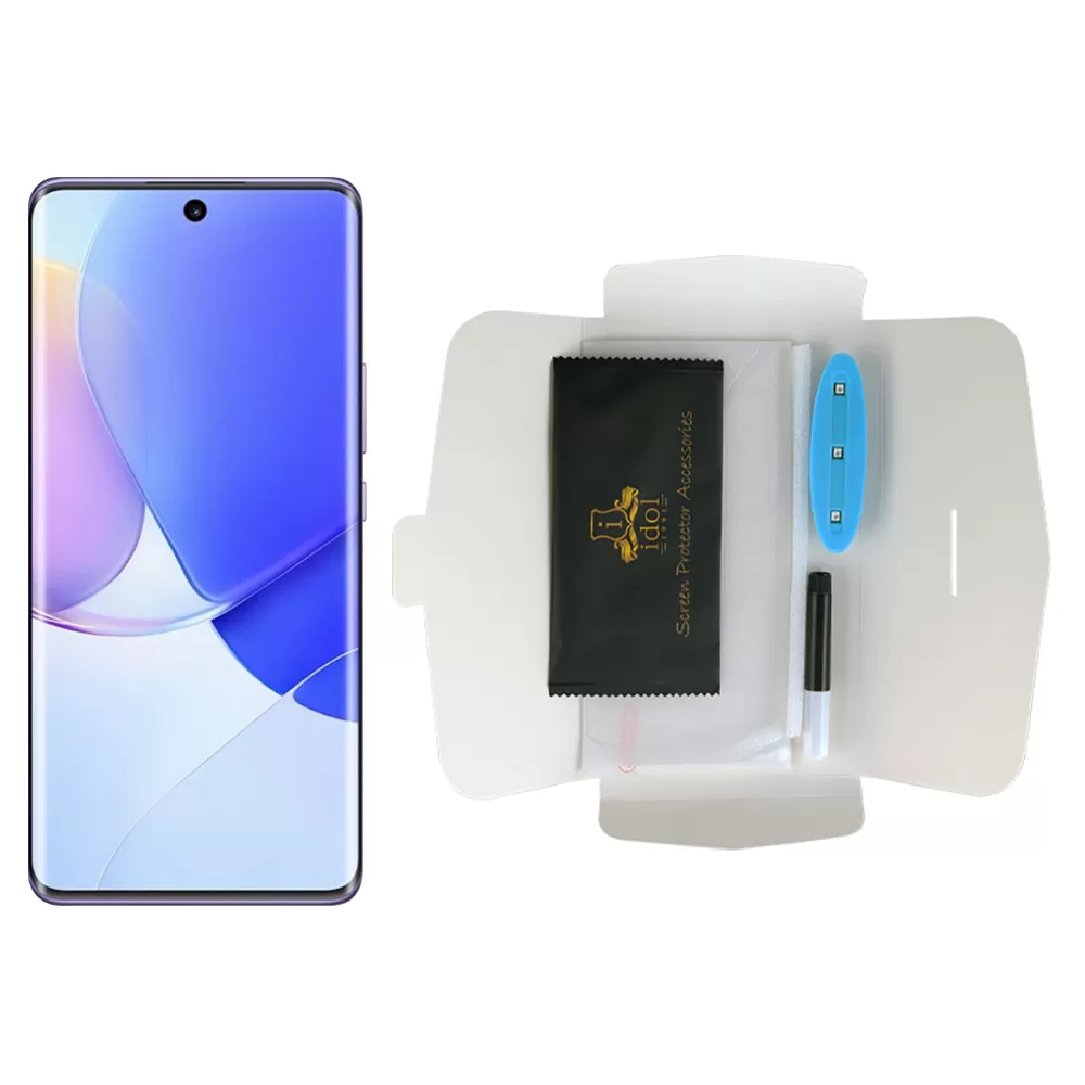 IDOL 1991 UV TEMPERED GLASS HUAWEI NOVA 9 6.57in 9H 0.20mm 10D SEMI WITH GLUE-TOOL FINGER UNLOCK FULL COVER TRANSPARENT - Image 5