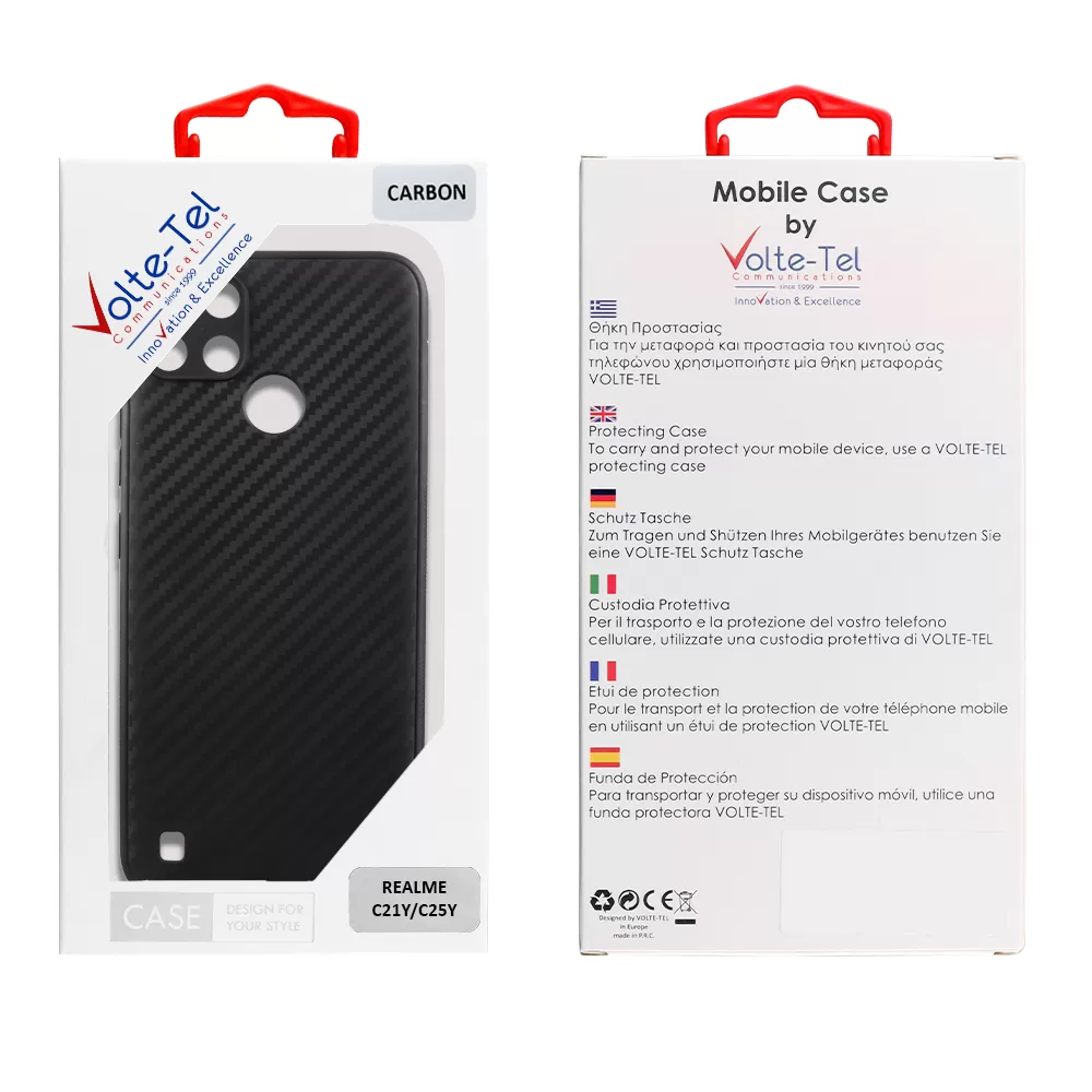 VOLTE-TEL CARBON ΘΗΚΗ REALME C21Y/C25Y 6.5in  CAMERA PROTECTIVE BLACK - Image 2