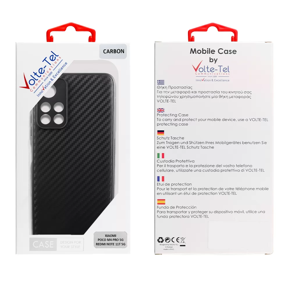 VOLTE-TEL CARBON ΘΗΚΗ XIAOMI POCO M4 PRO 5G/REDMI NOTE 11T 5G 6.6in  CAMERA PROTECTIVE BLACK - Image 2