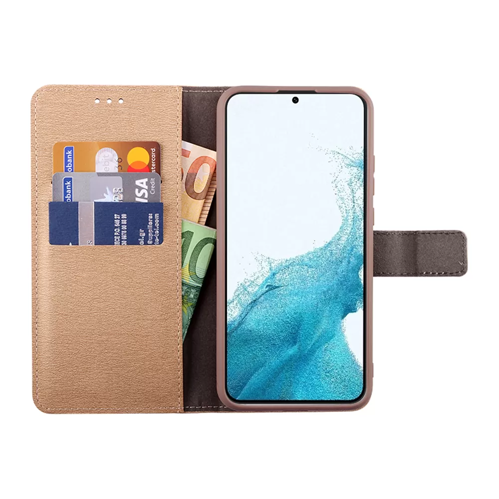VOLTE-TEL ALLURE ΘΗΚΗ SAMSUNG S22 5G S901 6.1in  MAGNET BOOK STAND CLIP GOLD - Image 5