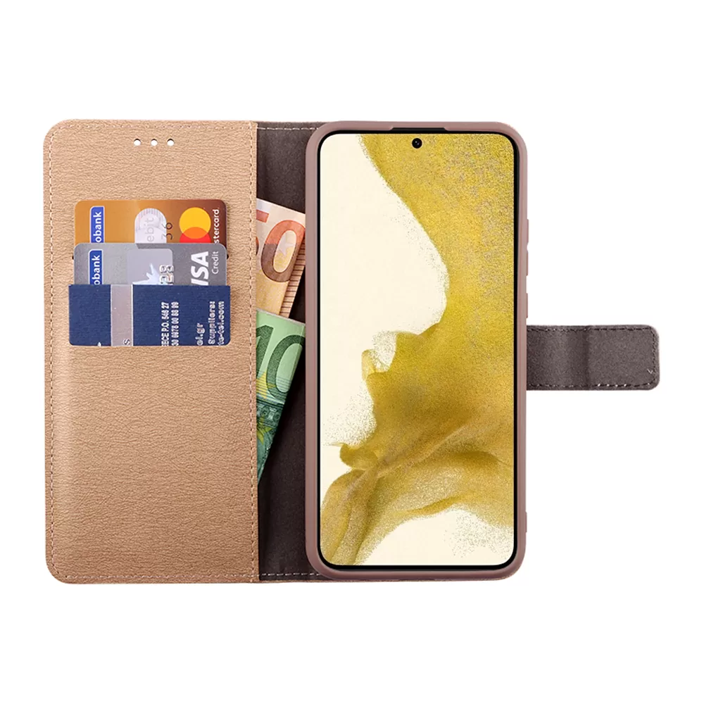 VOLTE-TEL ALLURE ΘΗΚΗ SAMSUNG S22 PLUS 5G S906 6.55in  MAGNET BOOK STAND CLIP GOLD - Image 5