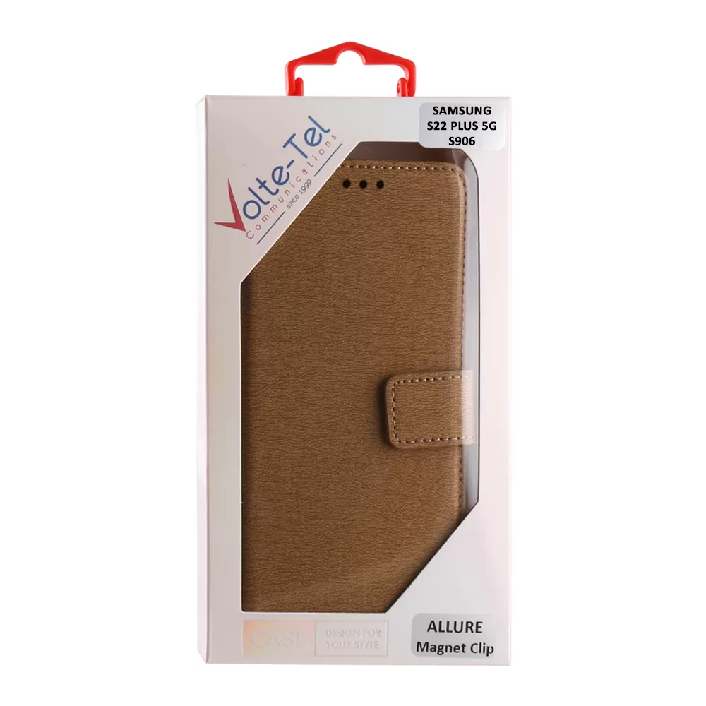 VOLTE-TEL ALLURE ΘΗΚΗ SAMSUNG S22 PLUS 5G S906 6.55in  MAGNET BOOK STAND CLIP GOLD - Image 2