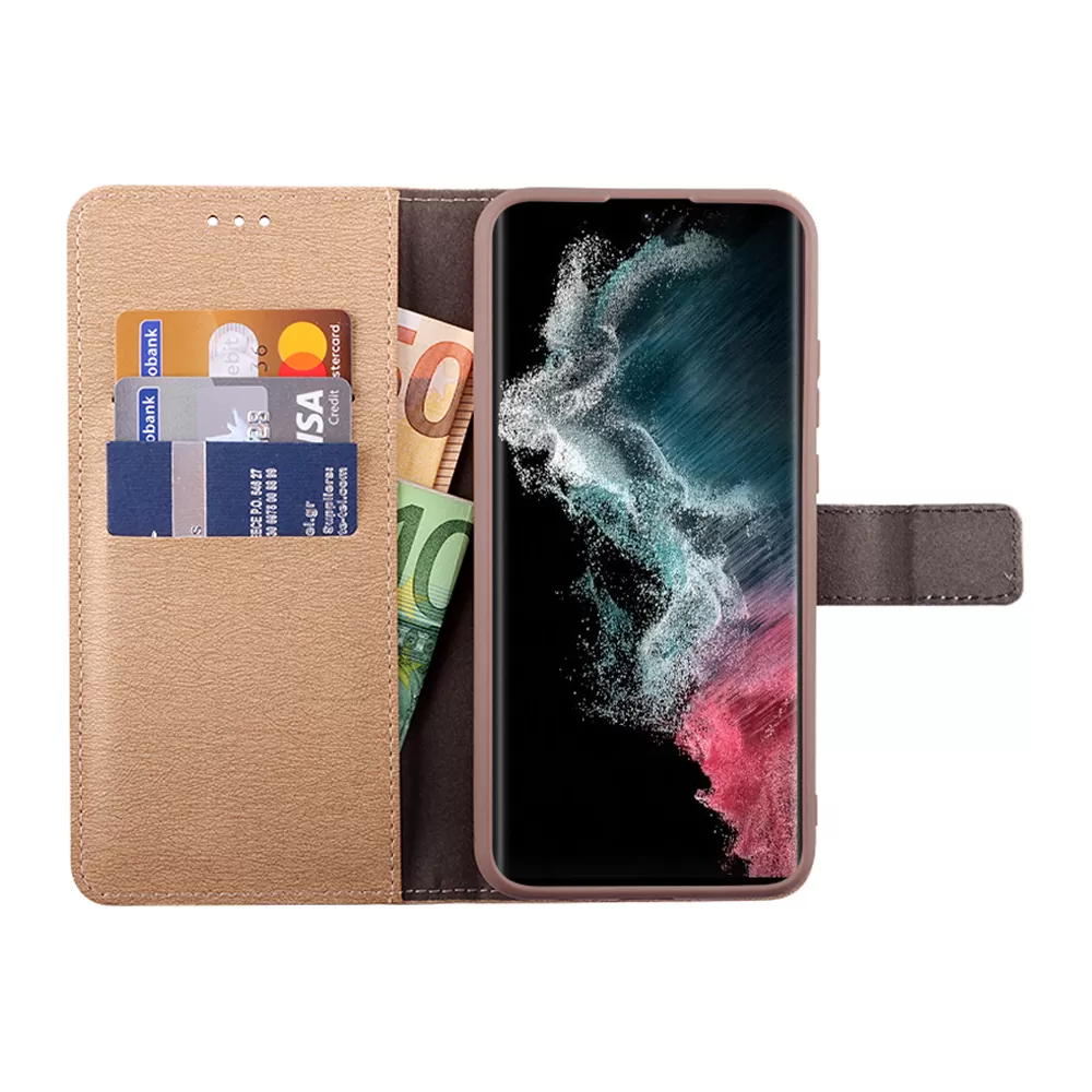 VOLTE-TEL ALLURE ΘΗΚΗ SAMSUNG S22 ULTRA 5G S908 6.8in  MAGNET BOOK STAND CLIP GOLD - Image 5