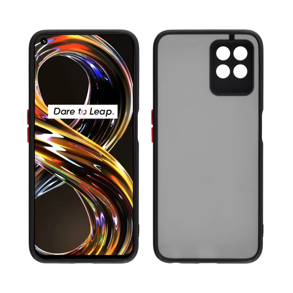 LIME HARDSHELL FUSION ΘΗΚΗ REALME 8i 6.5in  FULL CAMERA PROTECTION BLACK WITH RED KEYS - Image 6