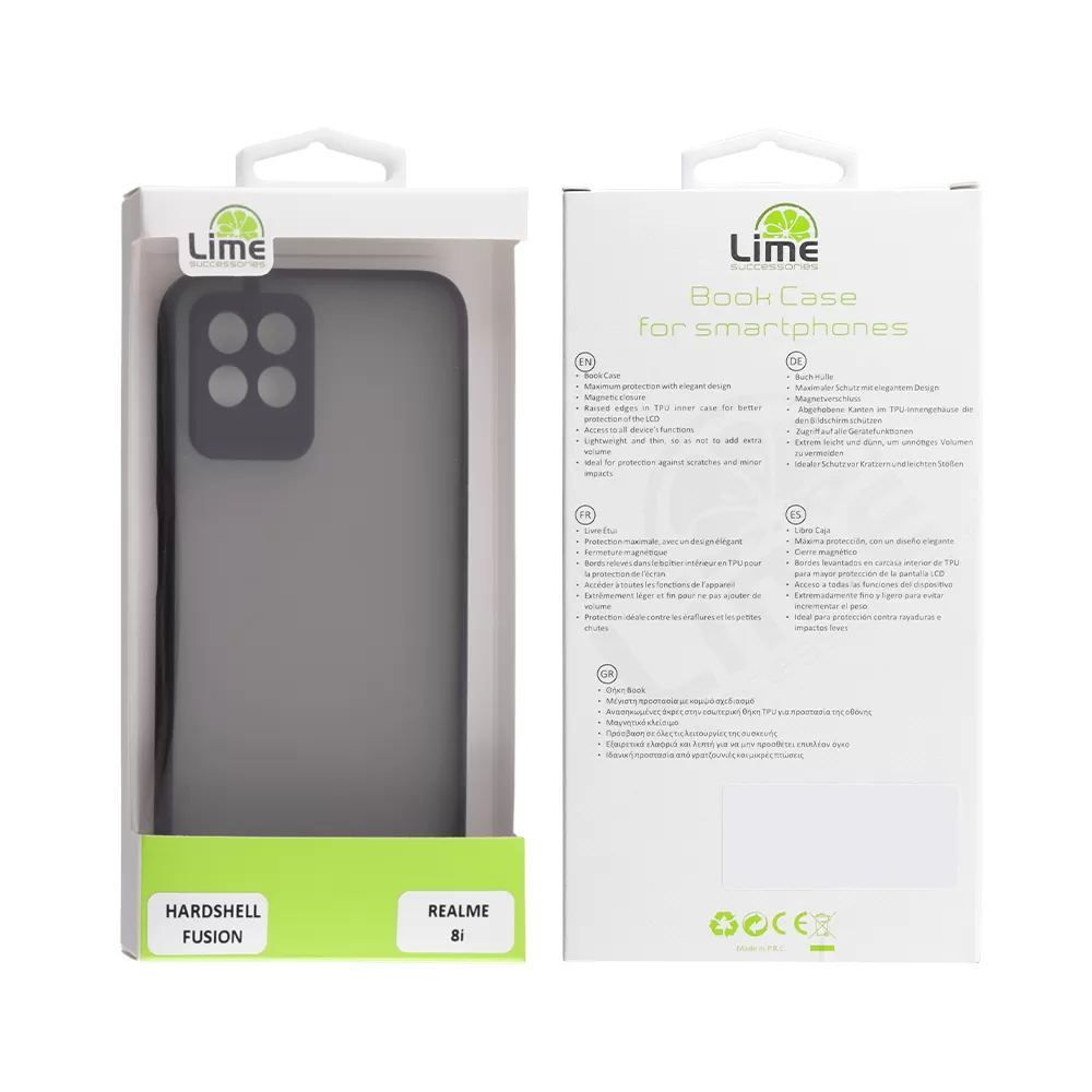 LIME HARDSHELL FUSION ΘΗΚΗ REALME 8i 6.5in  FULL CAMERA PROTECTION BLACK WITH RED KEYS - Image 2