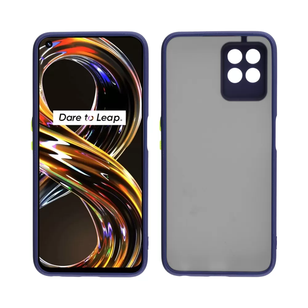 LIME HARDSHELL FUSION ΘΗΚΗ REALME 8i 6.5in  FULL CAMERA PROTECTION BLUE WITH YELLOW KEYS - Image 6