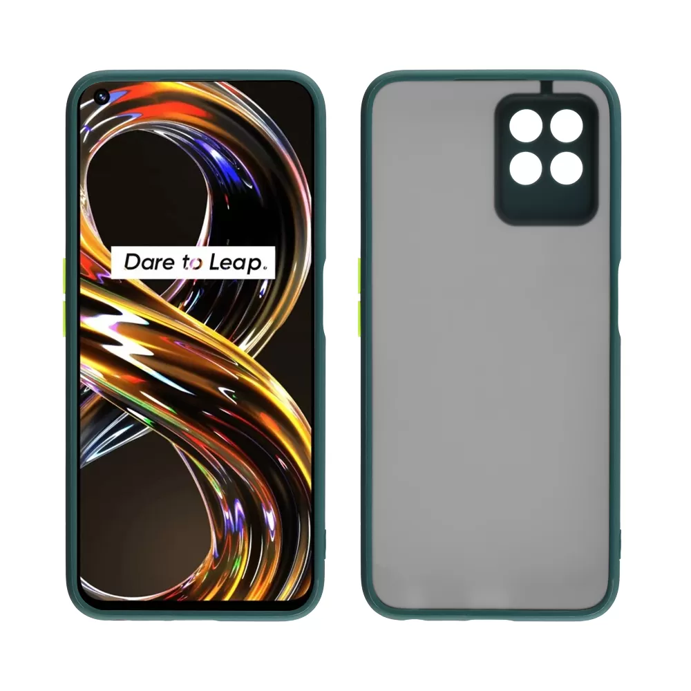 LIME HARDSHELL FUSION ΘΗΚΗ REALME 8i 6.5in  FULL CAMERA PROTECTION GREEN WITH YELLOW KEYS - Image 6