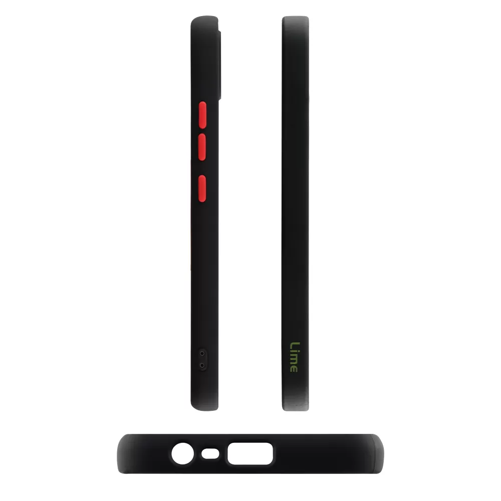 LIME HARDSHELL FUSION ΘΗΚΗ REALME C21Y/C25Y 6.5in  FULL CAMERA PROTECTION BLACK WITH RED KEYS - Image 3