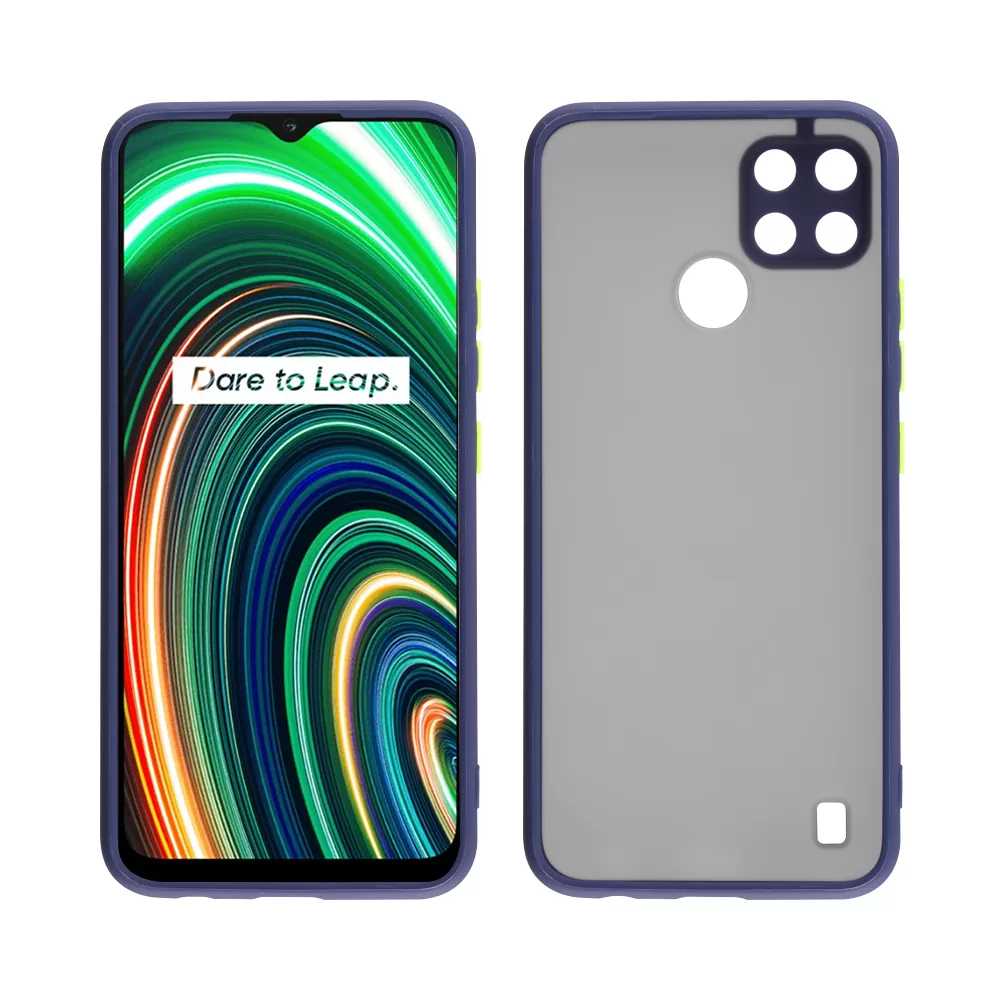 LIME HARDSHELL FUSION ΘΗΚΗ REALME C21Y/C25Y 6.5in  FULL CAMERA PROTECTION BLUE WITH YELLOW KEYS - Image 6