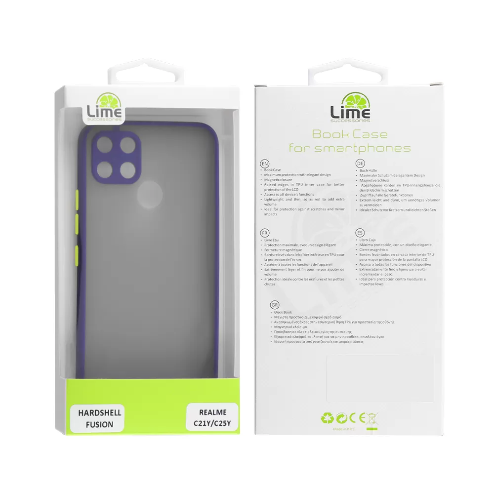 LIME HARDSHELL FUSION ΘΗΚΗ REALME C21Y/C25Y 6.5in  FULL CAMERA PROTECTION BLUE WITH YELLOW KEYS - Image 2