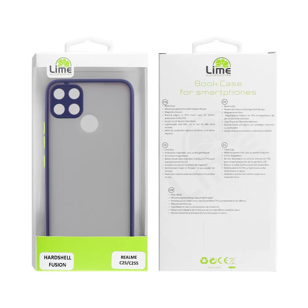 LIME HARDSHELL FUSION ΘΗΚΗ REALME C25/C25S 6.5in  FULL CAMERA PROTECTION BLUE WITH YELLOW KEYS - Image 2
