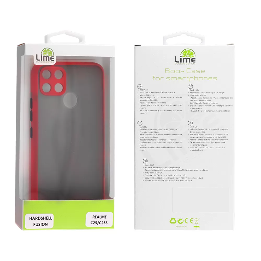 LIME HARDSHELL FUSION ΘΗΚΗ REALME C25/C25S 6.5in  FULL CAMERA PROTECTION RED WITH BLACK KEYS - Image 2