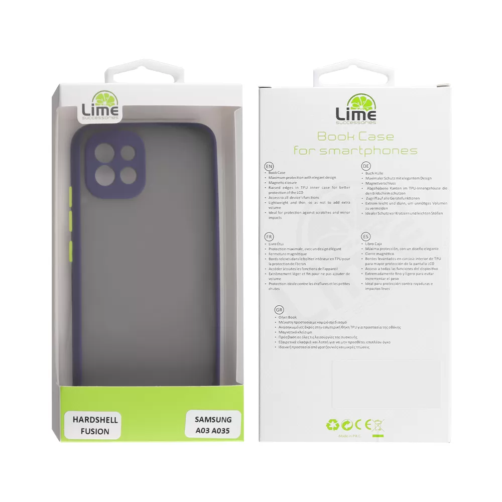LIME HARDSHELL FUSION ΘΗΚΗ SAMSUNG A03 A035 6.5in  FULL CAMERA PROTECTION BLUE WITH YELLOW KEYS - Image 2