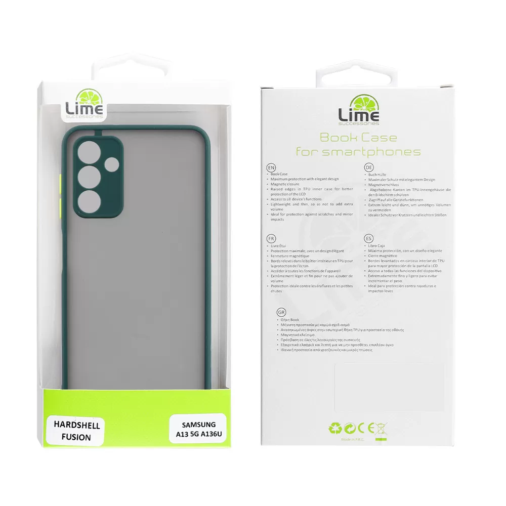 LIME HARDSHELL FUSION ΘΗΚΗ SAMSUNG A04s A047/A13 5G A136U 6.5in  FULL CAMERA PROTECTION GREEN WITH YELLOW KEYS - Image 2