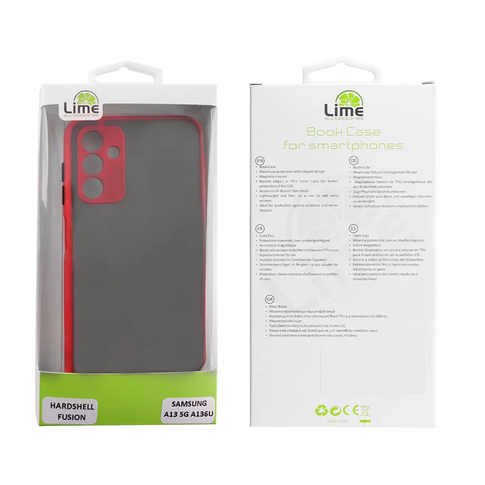 LIME HARDSHELL FUSION ΘΗΚΗ SAMSUNG A04s A047/A13 5G A136U 6.5in  FULL CAMERA PROTECTION RED WITH BLACK KEYS - Image 2