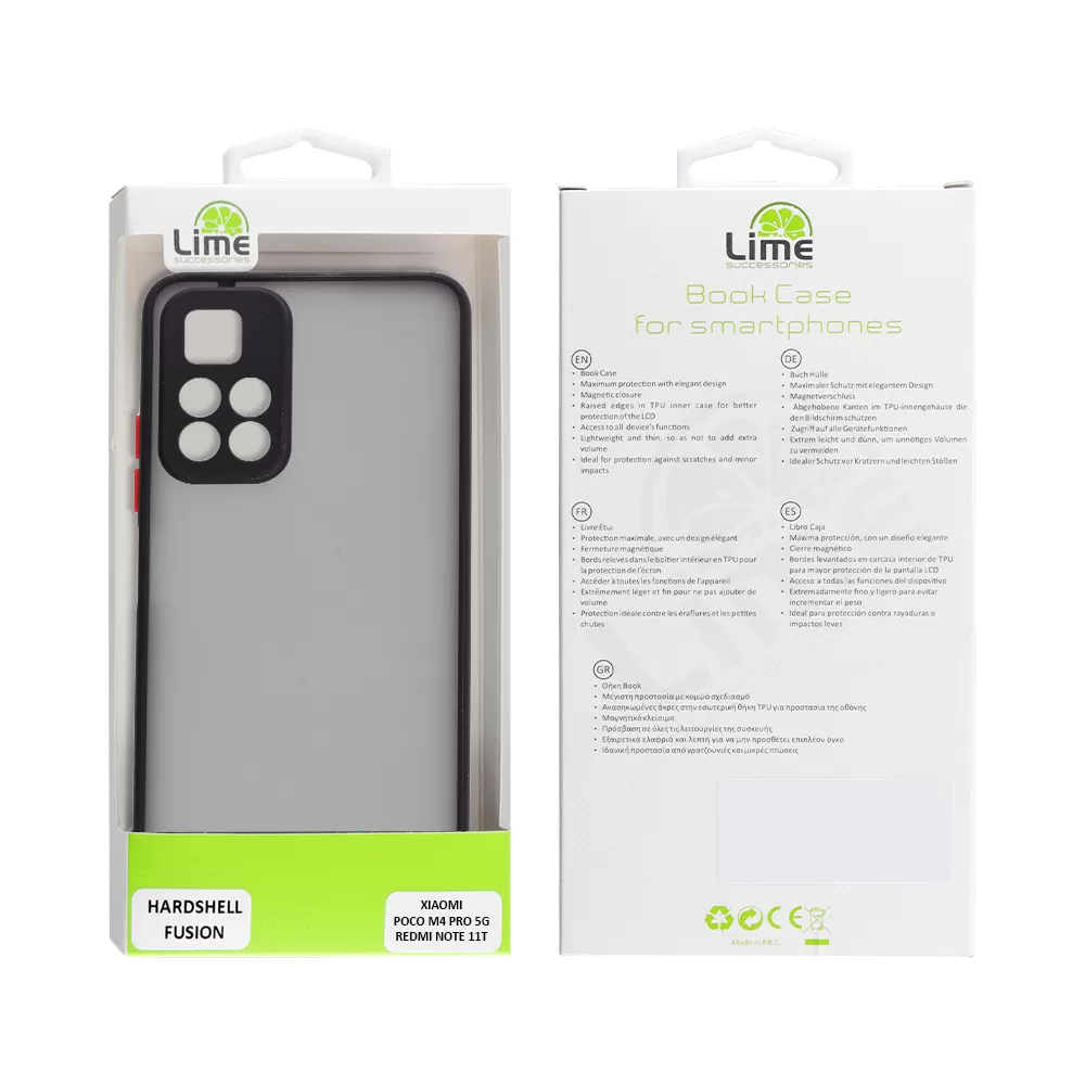 LIME HARDSHELL FUSION ΘΗΚΗ XIAOMI POCO M4 PRO 5G/REDMI NOTE 11T 5G 6.6in  FULL CAMERA PROTECTION BLACK WITH RED KEYS - Image 2