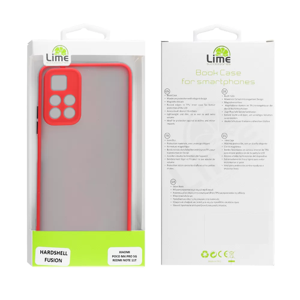 LIME HARDSHELL FUSION ΘΗΚΗ XIAOMI POCO M4 PRO 5G/REDMI NOTE 11T 5G 6.6in  FULL CAMERA PROTECTION RED WITH BLACK KEYS - Image 2