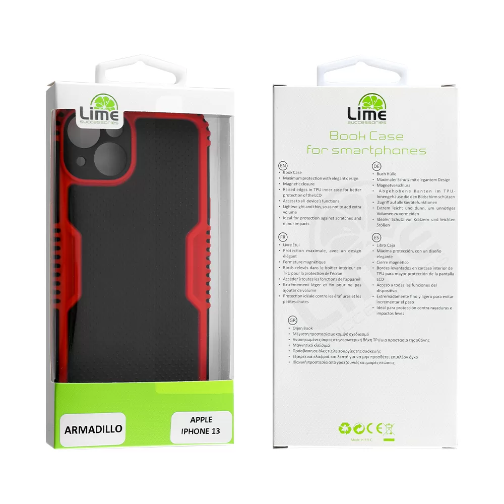 LIME ARMADILLO ΘΗΚΗ IPHONE 13 6.1in  FULL CAMERA PROTECTION RED - Image 2