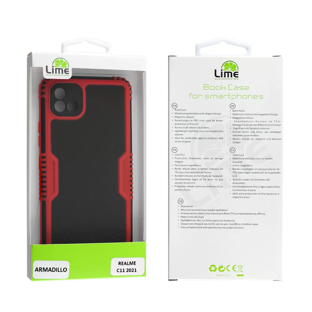 LIME ARMADILLO ΘΗΚΗ REALME C11 2021 6.52in  FULL CAMERA PROTECTION RED - Image 2