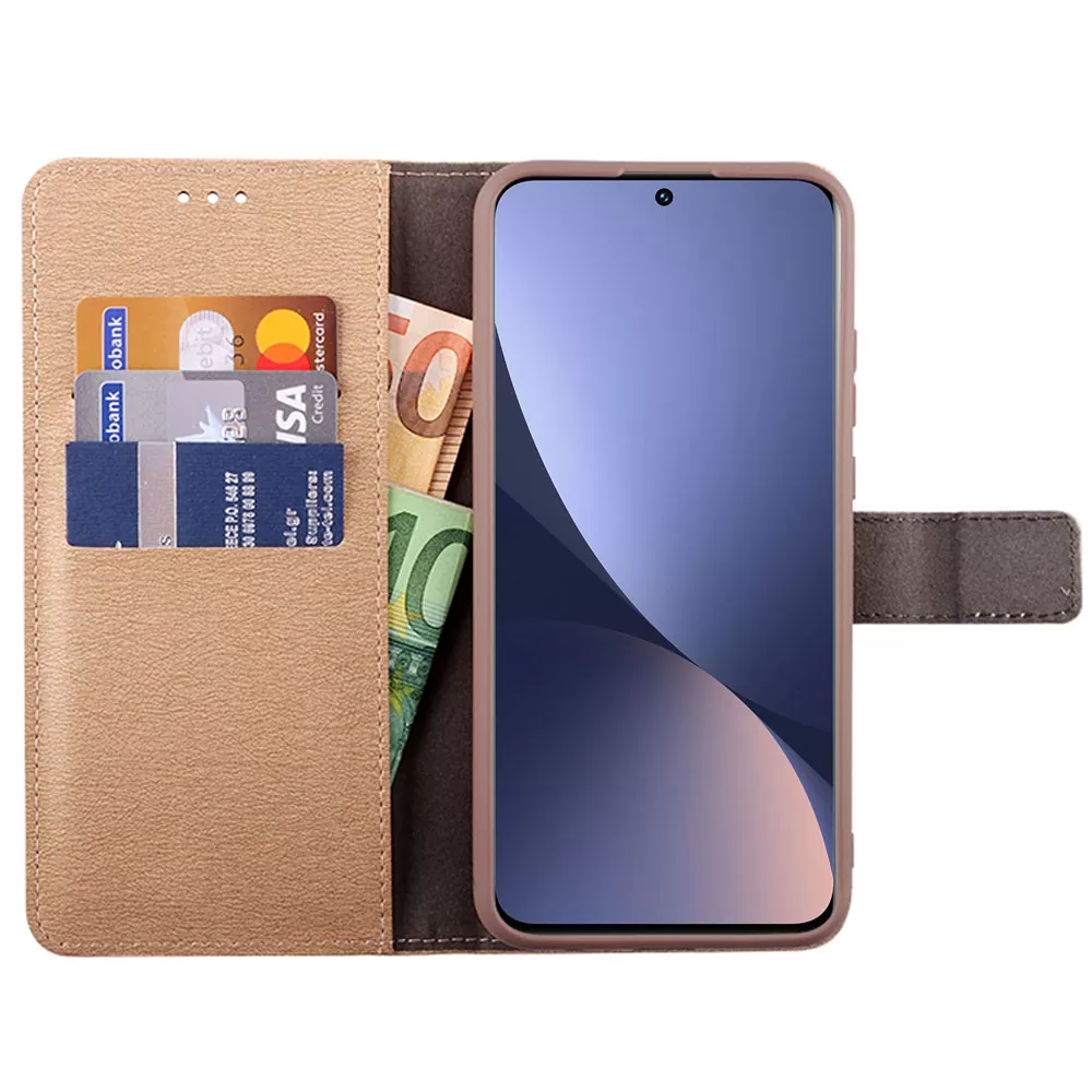 VOLTE-TEL ALLURE ΘΗΚΗ XIAOMI 12/12X 6.28in  MAGNET BOOK STAND CLIP GOLD - Image 3
