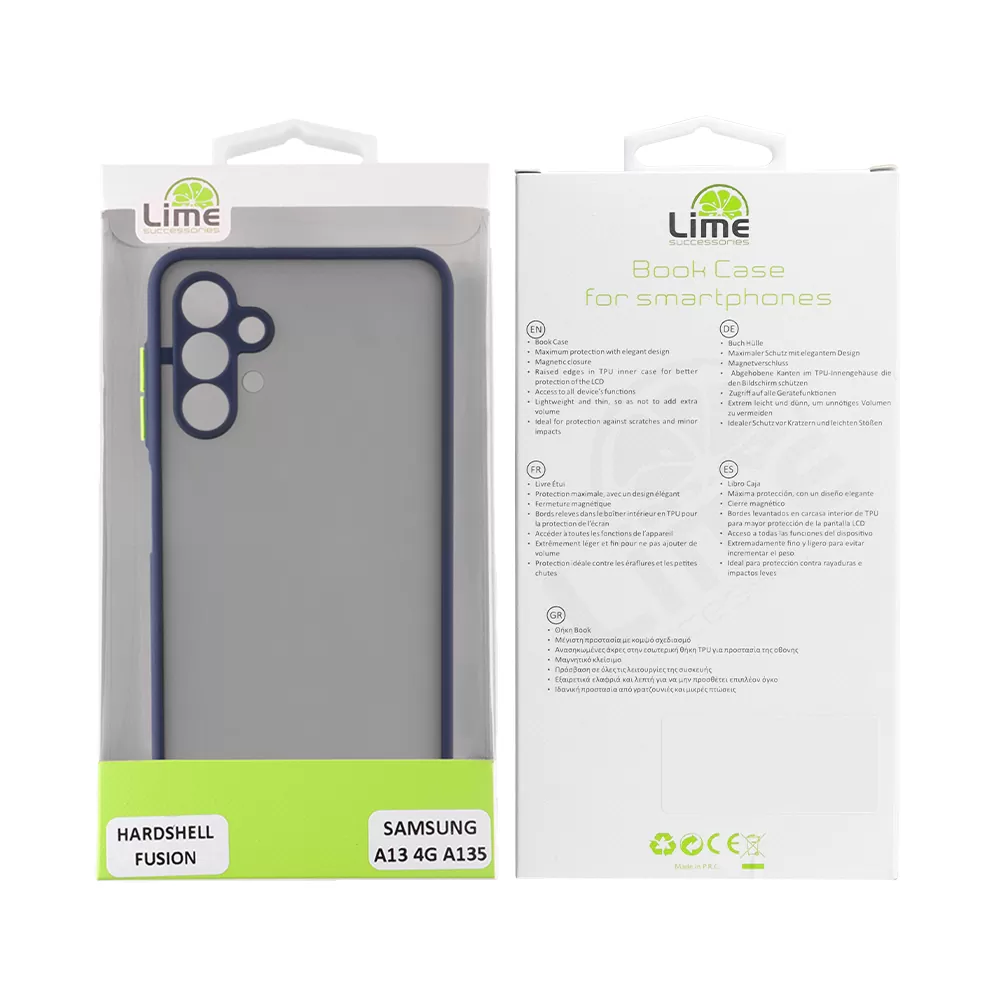 LIME HARDSHELL FUSION ΘΗΚΗ SAMSUNG A13 4G A135/A137 6.6in  FULL CAMERA PROTECTION BLUE WITH YELLOW KEYS - Image 2