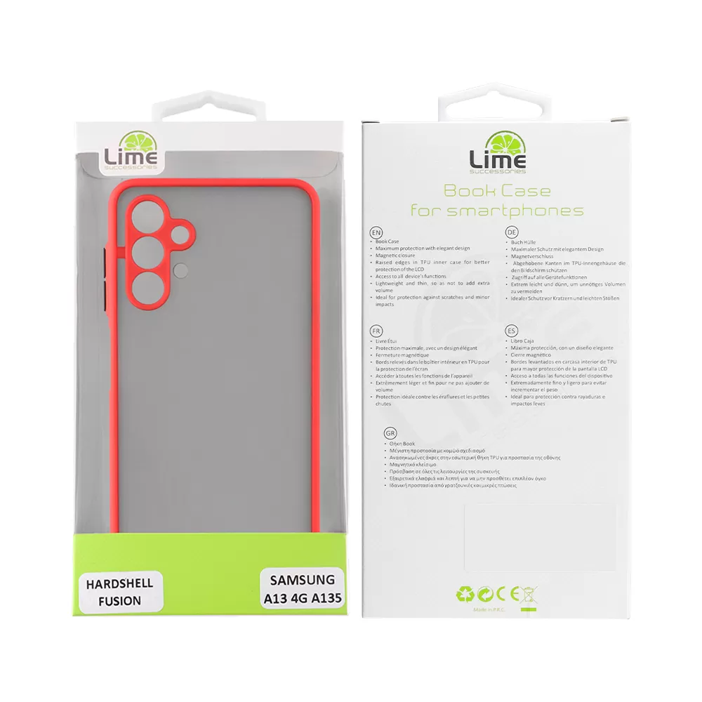 LIME HARDSHELL FUSION ΘΗΚΗ SAMSUNG A13 4G A135/A137 6.6in  FULL CAMERA PROTECTION RED WITH BLACK KEYS - Image 2