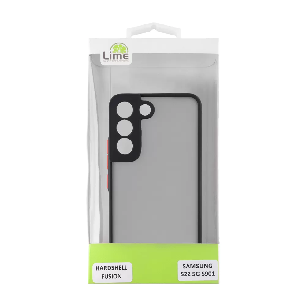 LIME HARDSHELL FUSION ΘΗΚΗ SAMSUNG S22 5G S901 6.1in  FULL CAMERA PROTECTION BLACK WITH RED KEYS - Image 3