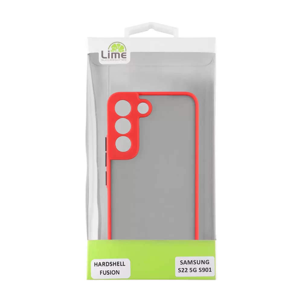 LIME HARDSHELL FUSION ΘΗΚΗ SAMSUNG S22 5G S901 6.1in  FULL CAMERA PROTECTION RED WITH BLACK KEYS - Image 3