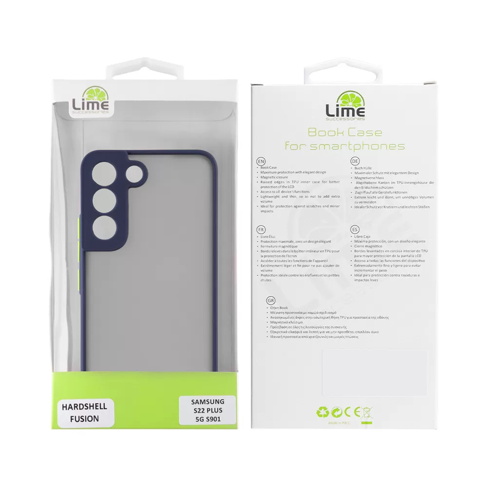 LIME HARDSHELL FUSION ΘΗΚΗ SAMSUNG S22 PLUS 5G S906 6.6in  FULL CAMERA PROTECTION BLUE WITH YELLOW KEYS - Image 2