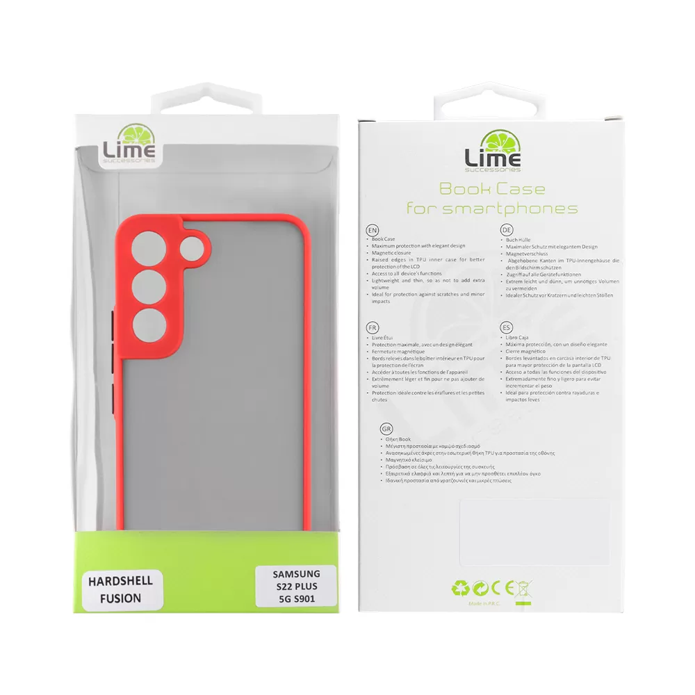 LIME HARDSHELL FUSION ΘΗΚΗ SAMSUNG S22 PLUS 5G S906 6.6in  FULL CAMERA PROTECTION RED WITH BLACK KEYS - Image 2