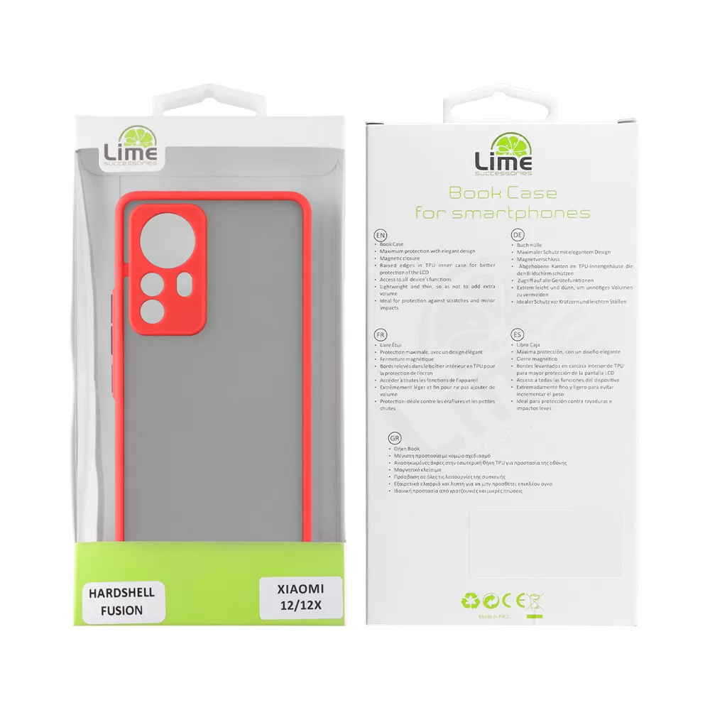 LIME HARDSHELL FUSION ΘΗΚΗ XIAOMI 12/12X 6.28in  FULL CAMERA PROTECTION RED WITH BLACK KEYS - Image 2