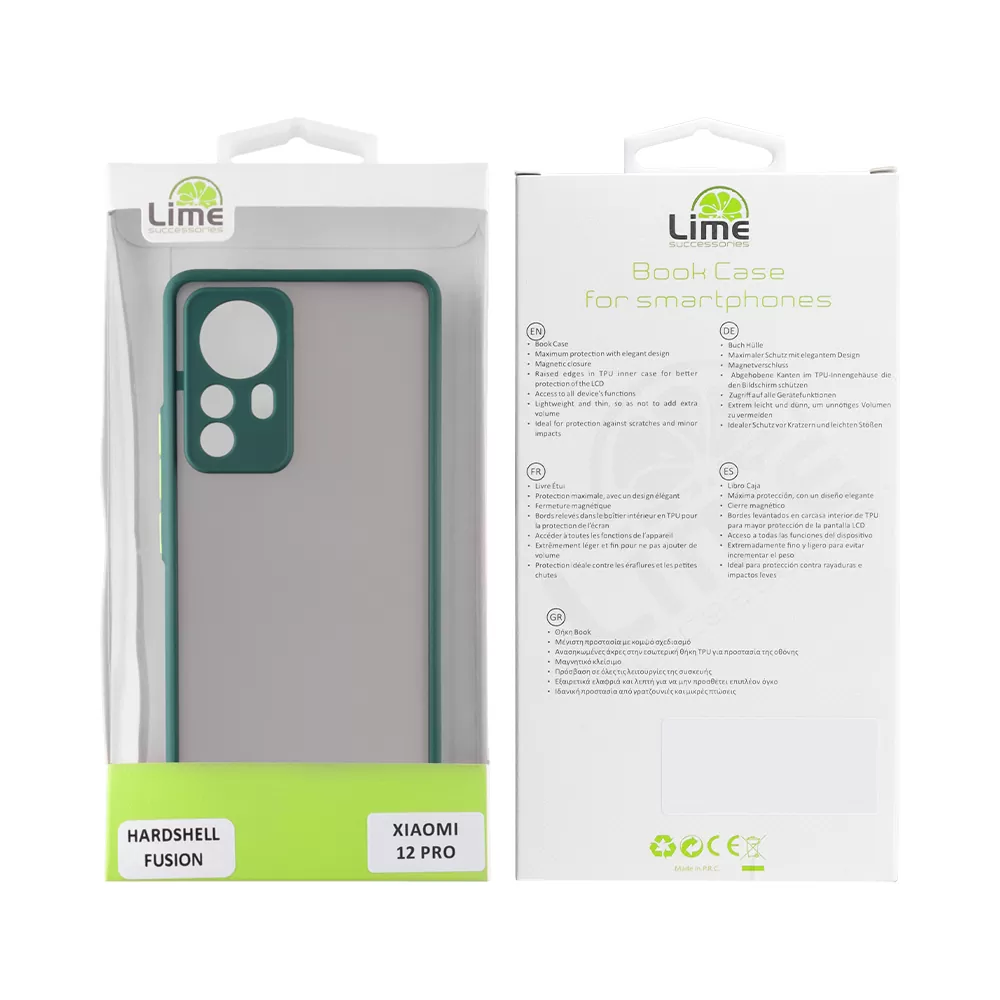 LIME HARDSHELL FUSION ΘΗΚΗ XIAOMI 12 PRO 6.73in  FULL CAMERA PROTECTION GREEN WITH YELLOW KEYS - Image 2