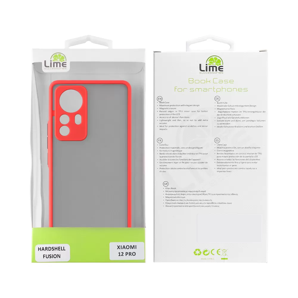 LIME HARDSHELL FUSION ΘΗΚΗ XIAOMI 12 PRO 6.73in  FULL CAMERA PROTECTION RED WITH BLACK KEYS - Image 2