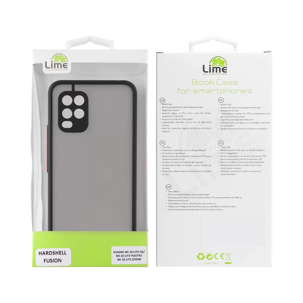 LIME HARDSHELL FUSION ΘΗΚΗ XIAOMI MI 10 LITE 5G/ MI 10 LITE YOUTH/ MI 10 LITE ZOOM 6.57in  FULL CAMERA PROTECTION BLACK WITH RED - Image 2