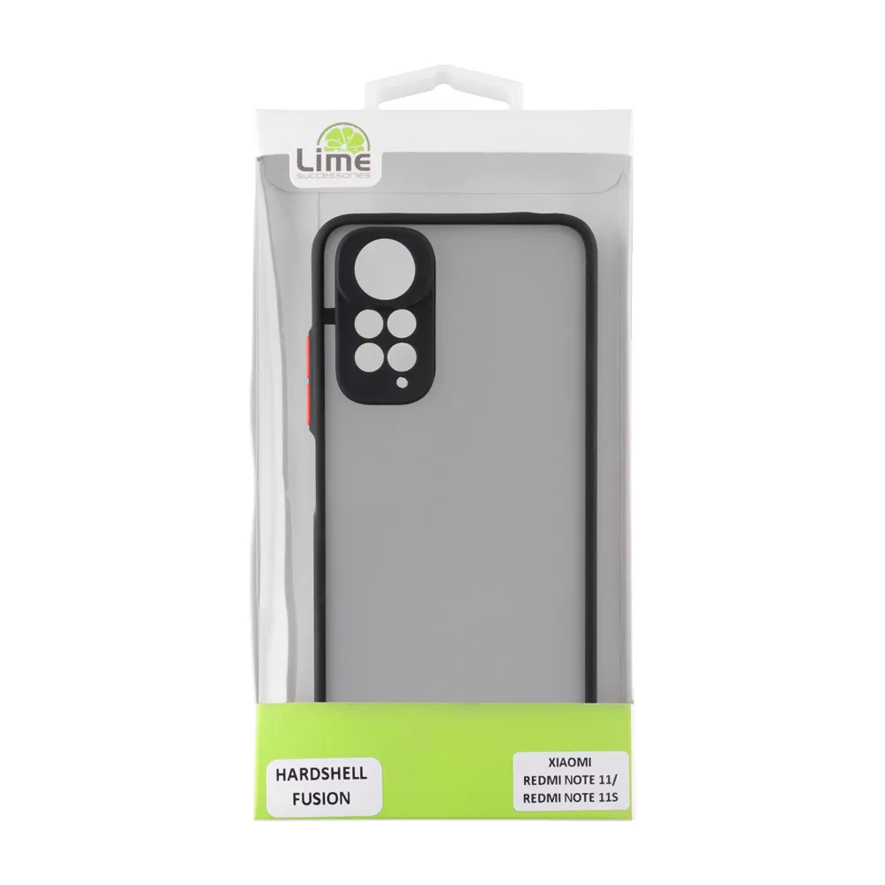 LIME HARDSHELL FUSION ΘΗΚΗ XIAOMI REDMI 10/REDMI 10 2022 6.5in  FULL CAMERA PROTECTION BLACK WITH RED KEYS - Image 3