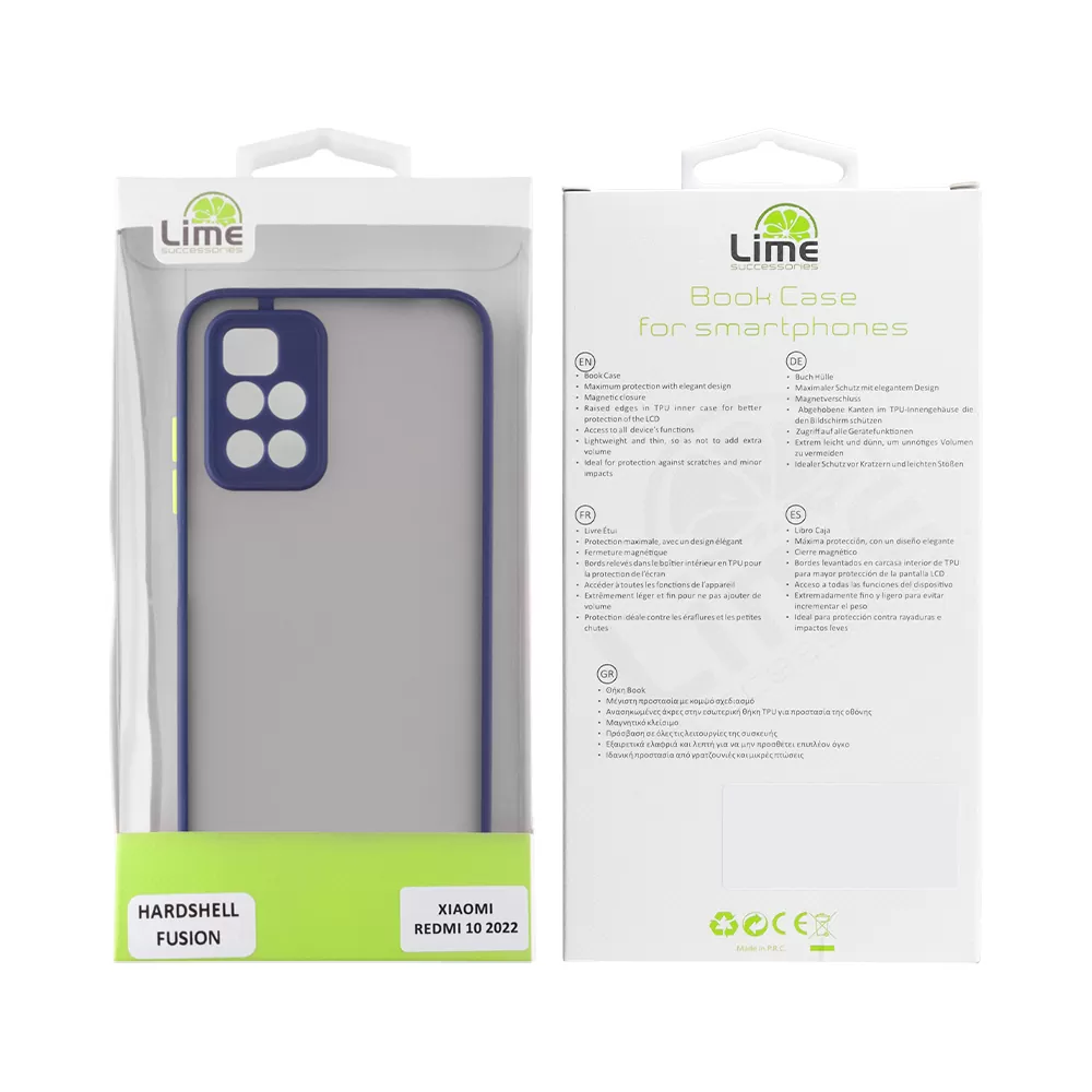 LIME HARDSHELL FUSION ΘΗΚΗ XIAOMI REDMI 10/REDMI 10 2022 6.5in  FULL CAMERA PROTECTION BLUE WITH YELLOW KEYS - Image 2