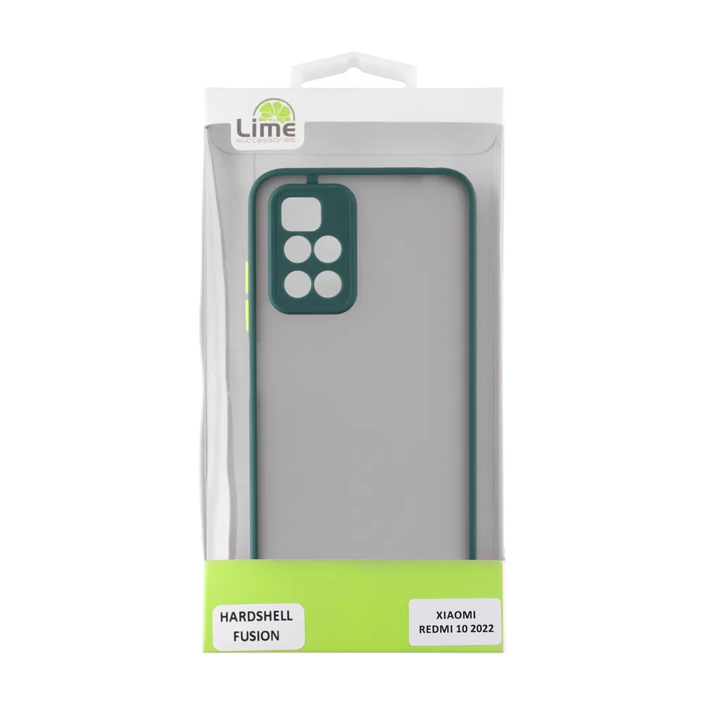 LIME HARDSHELL FUSION ΘΗΚΗ XIAOMI REDMI 10/REDMI 10 2022 6.5in  FULL CAMERA PROTECTION GREEN WITH YELLOW KEYS - Image 3