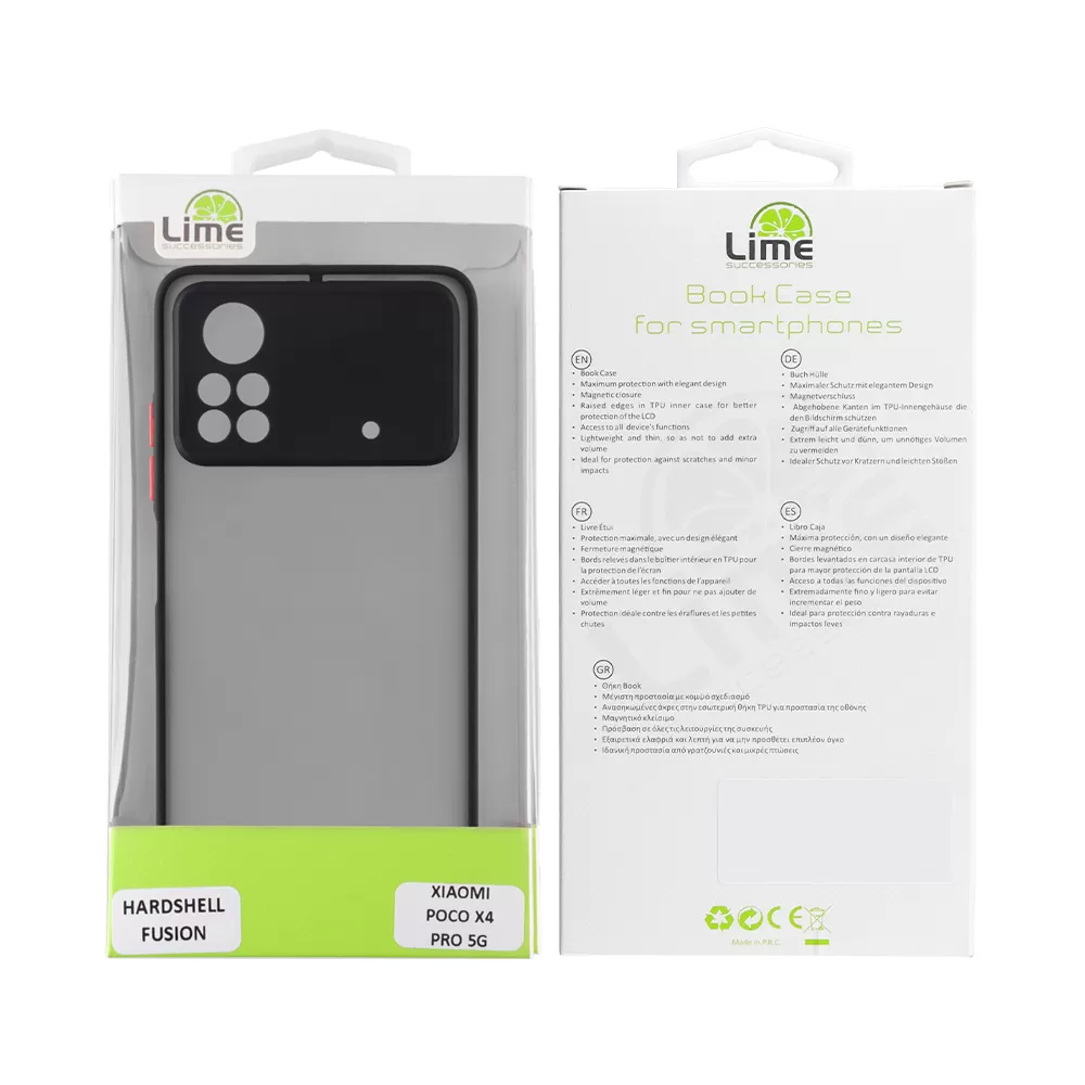 LIME HARDSHELL FUSION ΘΗΚΗ XIAOMI POCO X4 PRO 5G 6.67in  FULL CAMERA PROTECTION BLACK WITH RED KEYS - Image 2