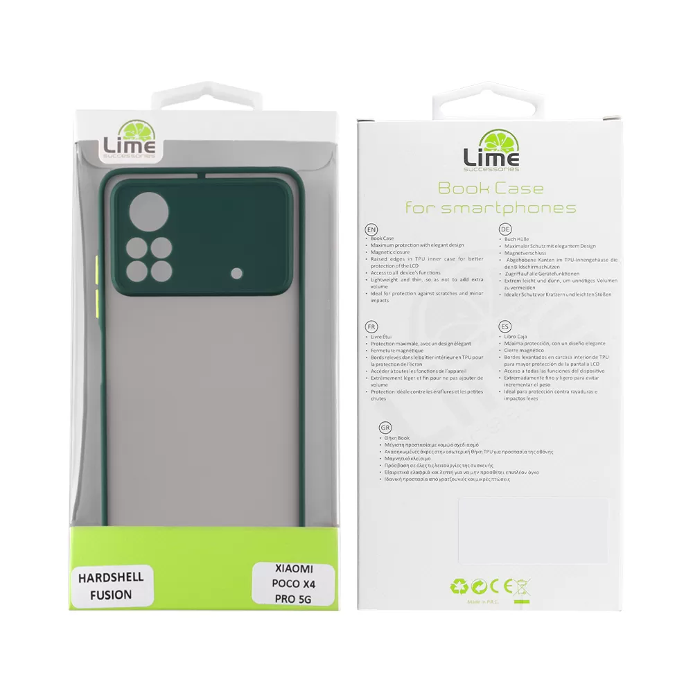 LIME HARDSHELL FUSION ΘΗΚΗ XIAOMI POCO X4 PRO 5G 6.67in  FULL CAMERA PROTECTION GREEN WITH YELLOW KEYS - Image 2