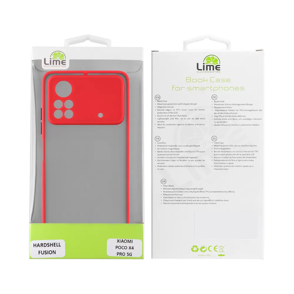 LIME HARDSHELL FUSION ΘΗΚΗ XIAOMI POCO X4 PRO 5G 6.67in  FULL CAMERA PROTECTION RED WITH BLACK KEYS - Image 2